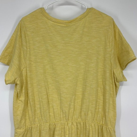Old Navy Dress T-Shirt Waist Defined Slub Knit Mini Yellow Stripe - Picture 9 of 12
